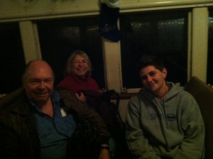 My mom, dad, and sister on the train