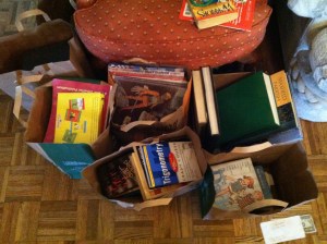 These are the books I'm taking home. There were about 20 other bags & boxes that I didn't take home, but did dig through.