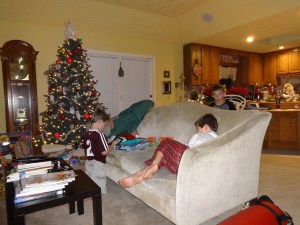 Playing quietly commences. Now Mama can get the croissants in the oven.