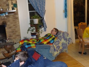 Nick said he was watching football, but slept through most of the evening.